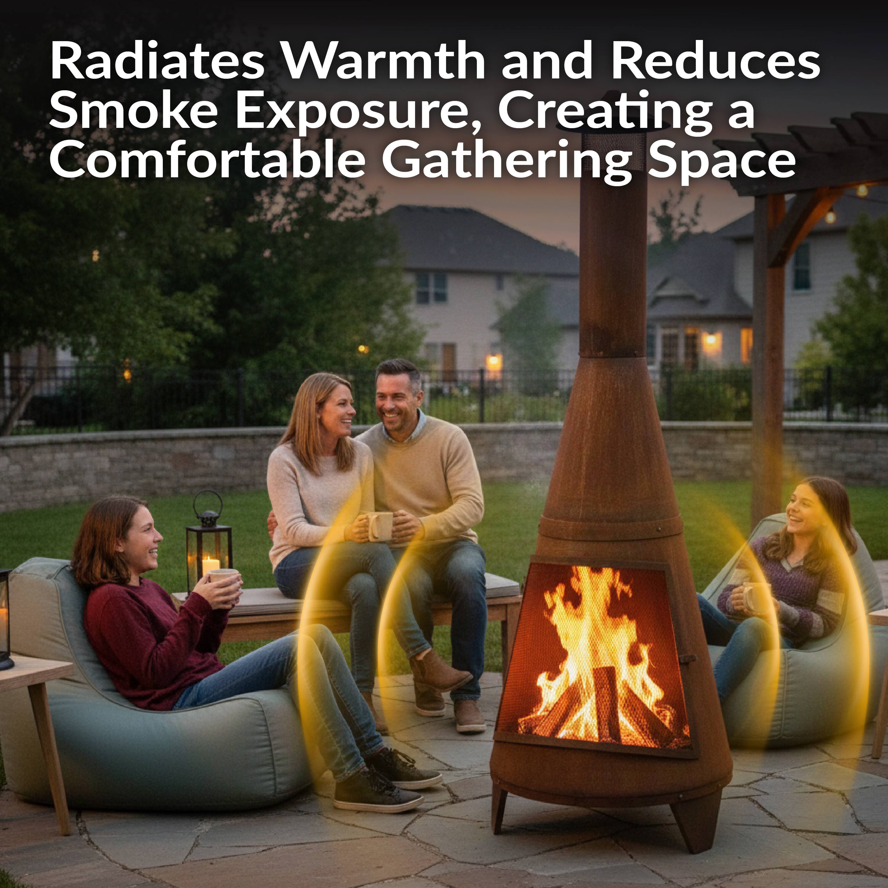 Radiates Warmth and Reduces Smoke Exposure, Creating a Comfortable Gathering Space