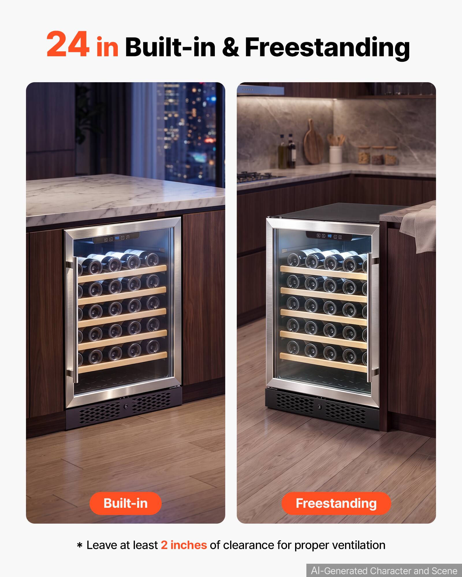 24 in Built-in & Freestanding

Built-in
Freestanding

* Leave at least 2 inches of clearance for proper ventilation

AI-Generated Character and Scene