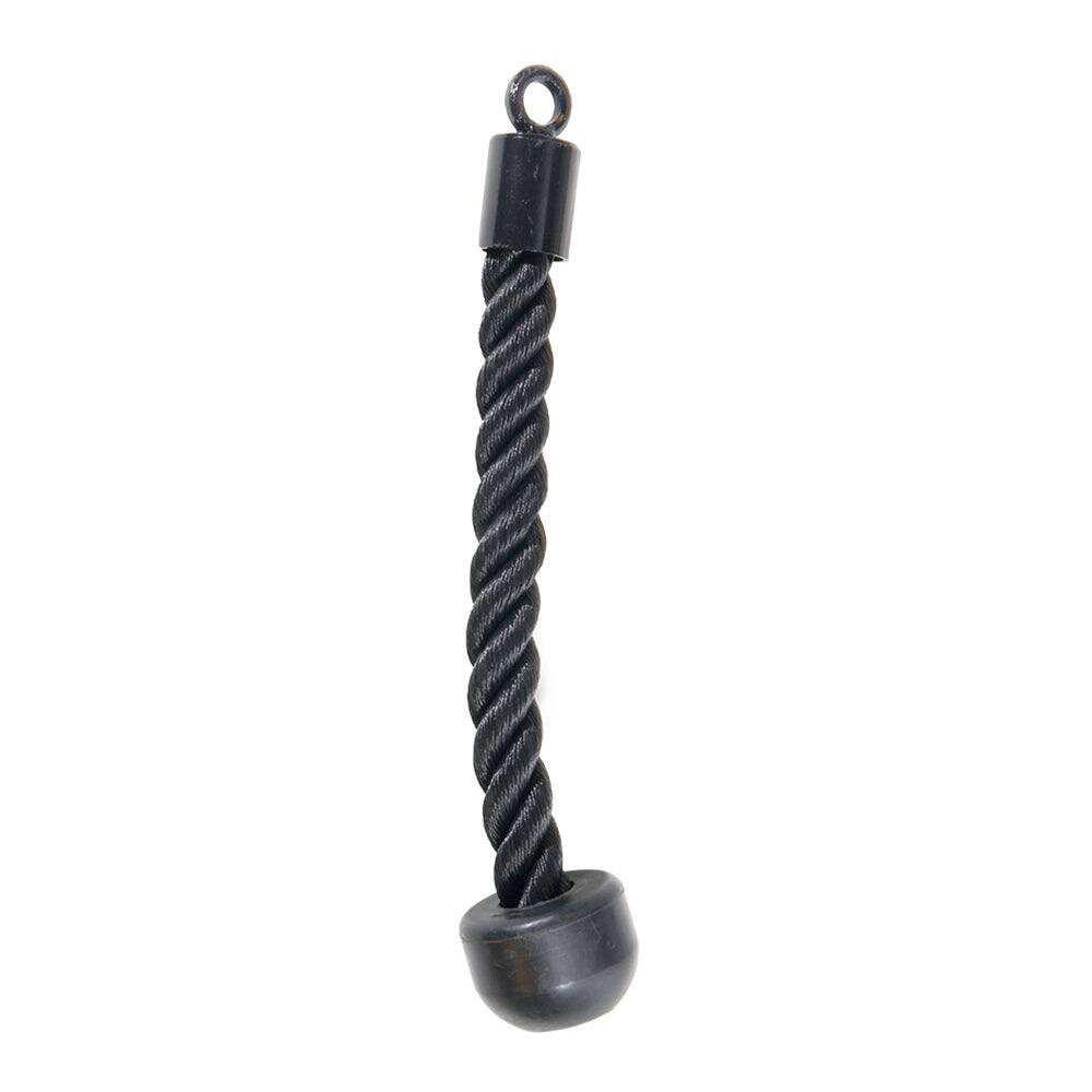 Front. Power Systems - 15" Single Tricep Rope Attachment with Stopper for Cable Machine Systems - Black.