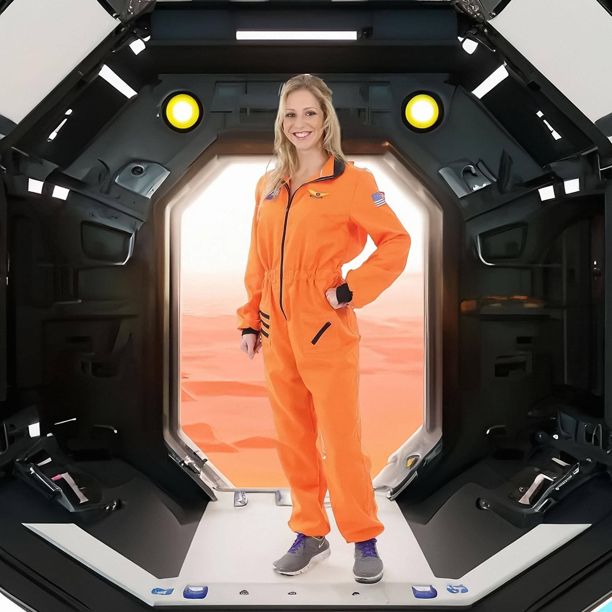 Alt View 2. Angels Costumes - Women's Orange Astronaut Costume - Small - Orange.