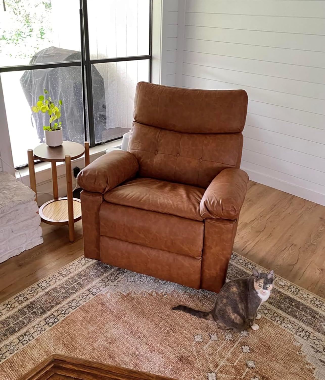 Alt View 2. Acekool - Oversized PU Leather Recliner Chair - Extra Plush 1.5X Thick Cushion Manual Reclining Chair - Brown.