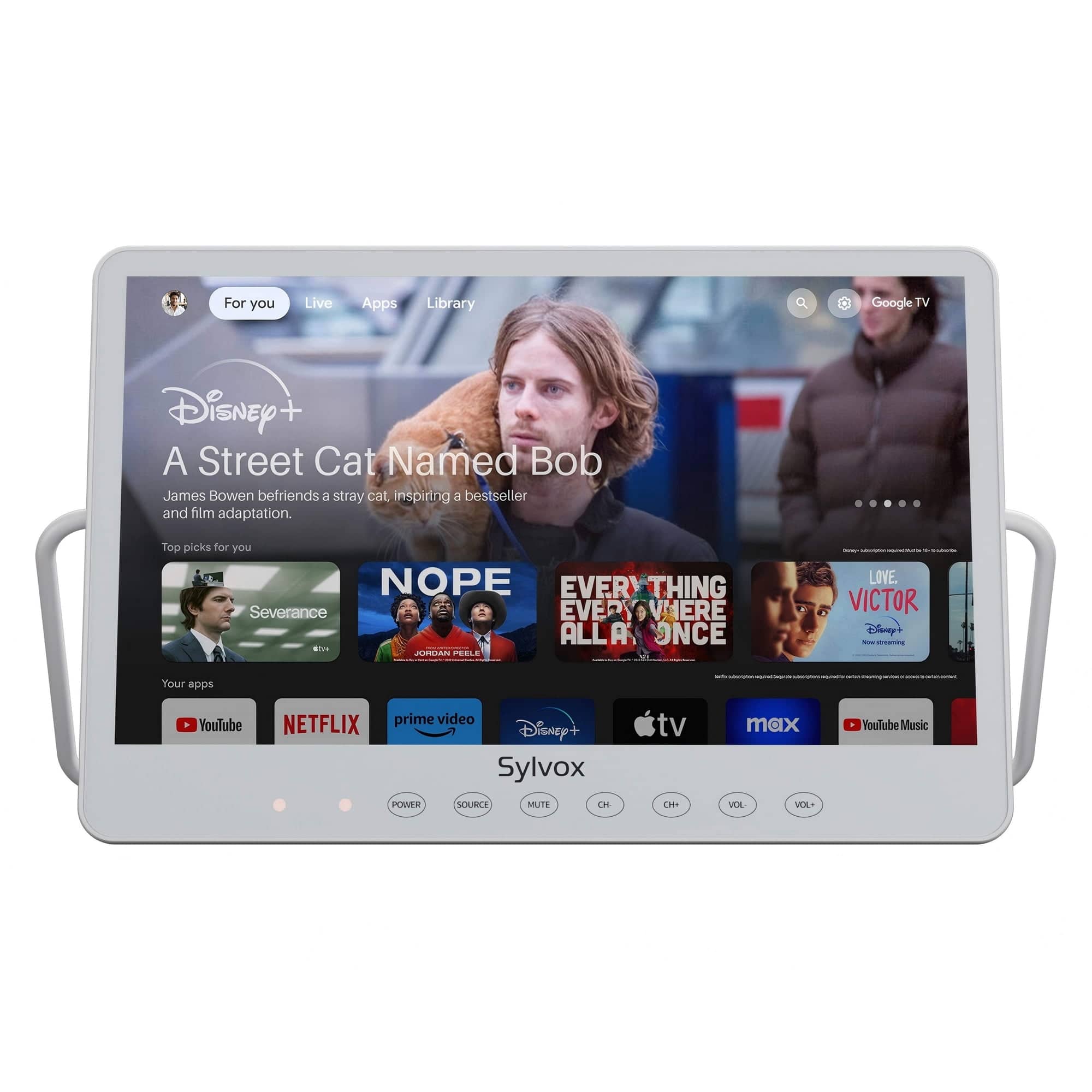 Sylvox - 15.6" Portable 12V Smart TV for RV, Battery Powered Outdoor TV with IP66 Waterproof