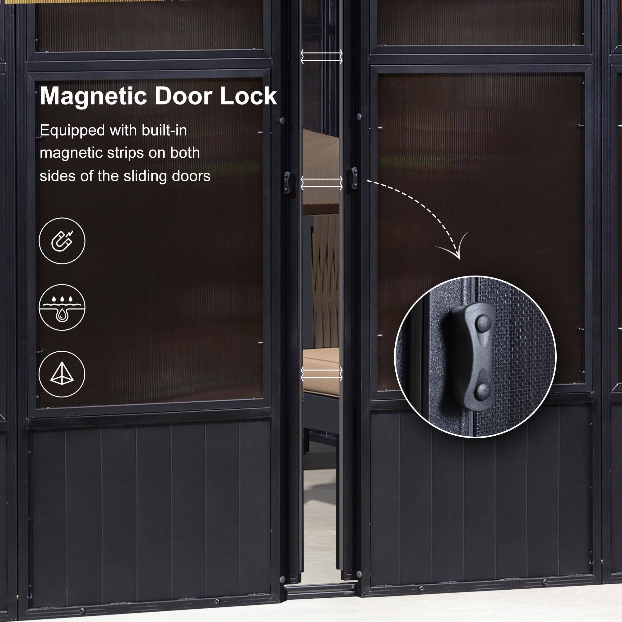 Magnetic Door Lock  
Equipped with built-in magnetic strips on both sides of the sliding doors