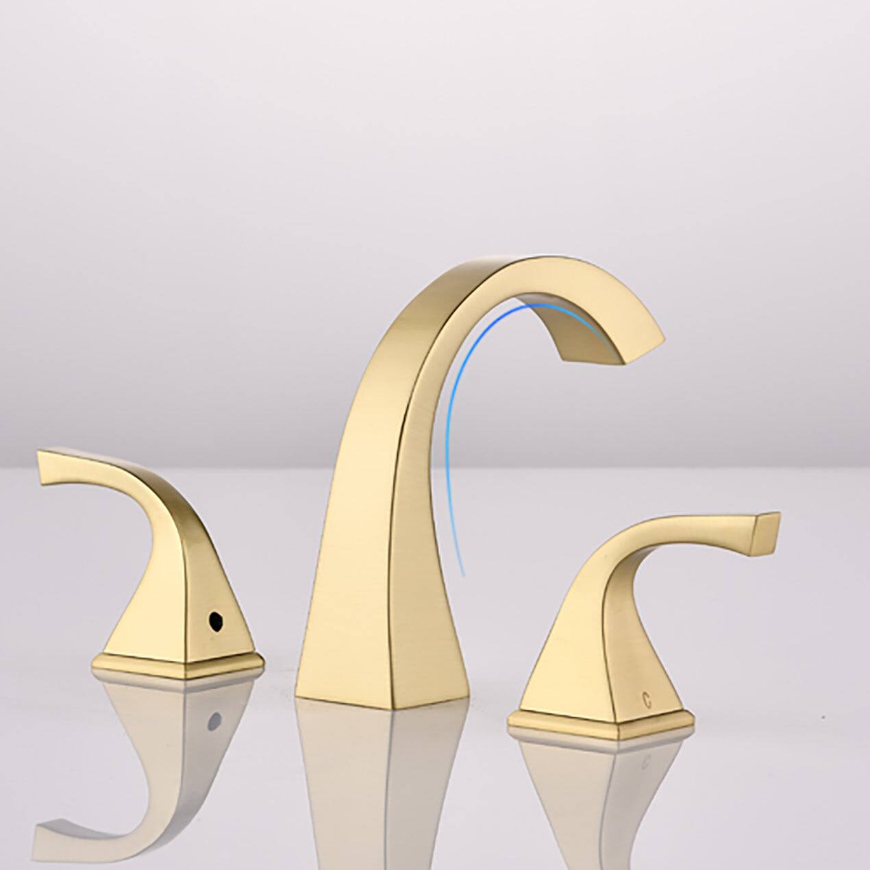 Alt View 3. Boyel Living - 8 Inch Widespread Three Hole 2 Handle Bathroom Faucet with Pop Up Drain in Brushed Gold - Brushed Gold.