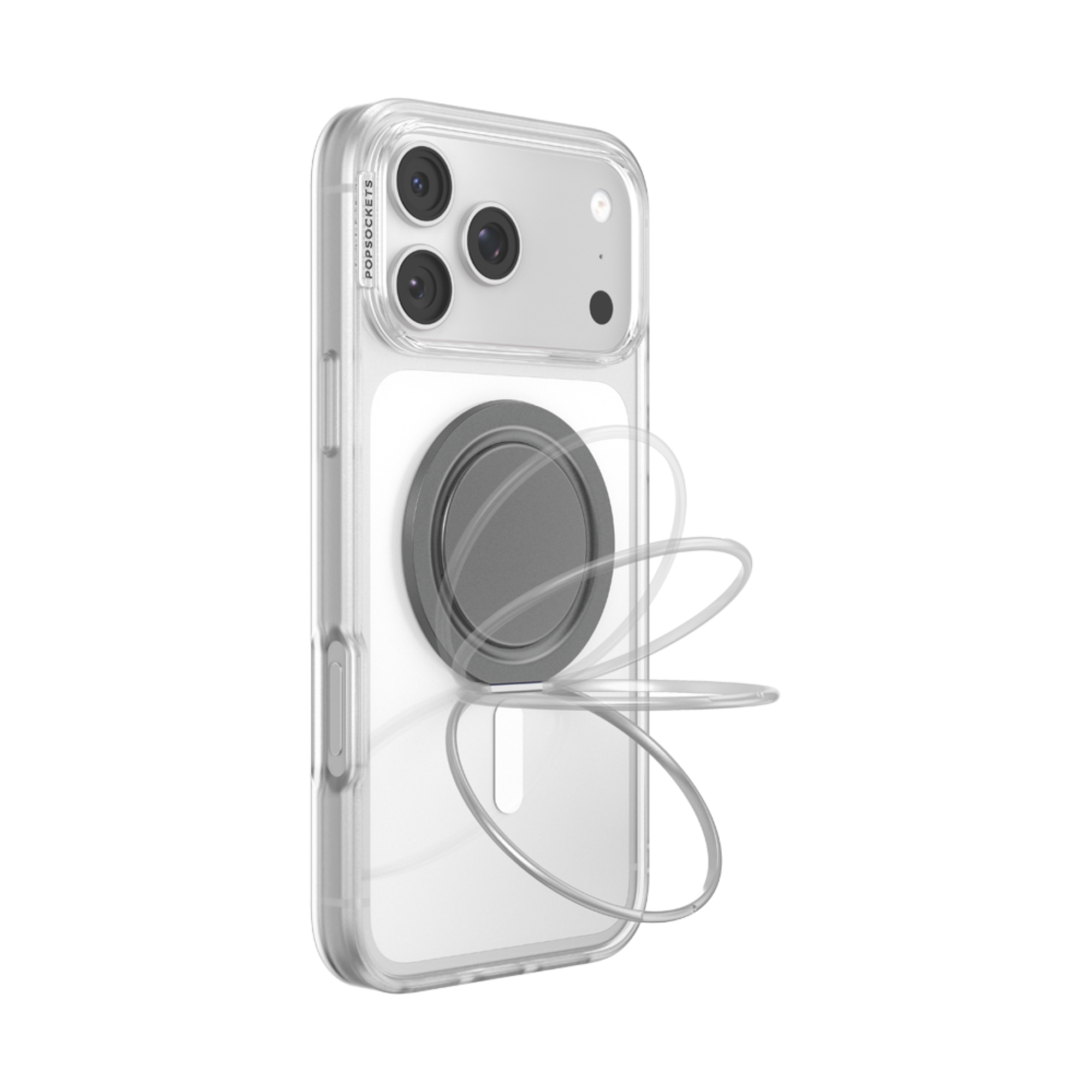 Alt View 3. PopSockets - PopSockets Low-Pro Grip for MagSafe, Ultra-Thin Magnetic Phone Grip with Kick-Out Stand - Gunmetal.