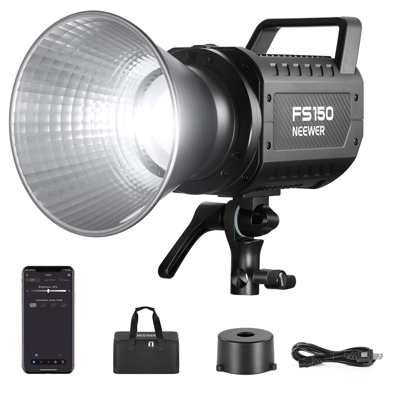 Neewer - FS230 230W 5600K COB LED Light, Bowens Mount - Black