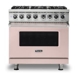 Viking - 5-Series 5.6 Cu. Ft. Self-Cleaning Freestanding Dual Fuel Convection Range - 6 Burner - LP - Blush