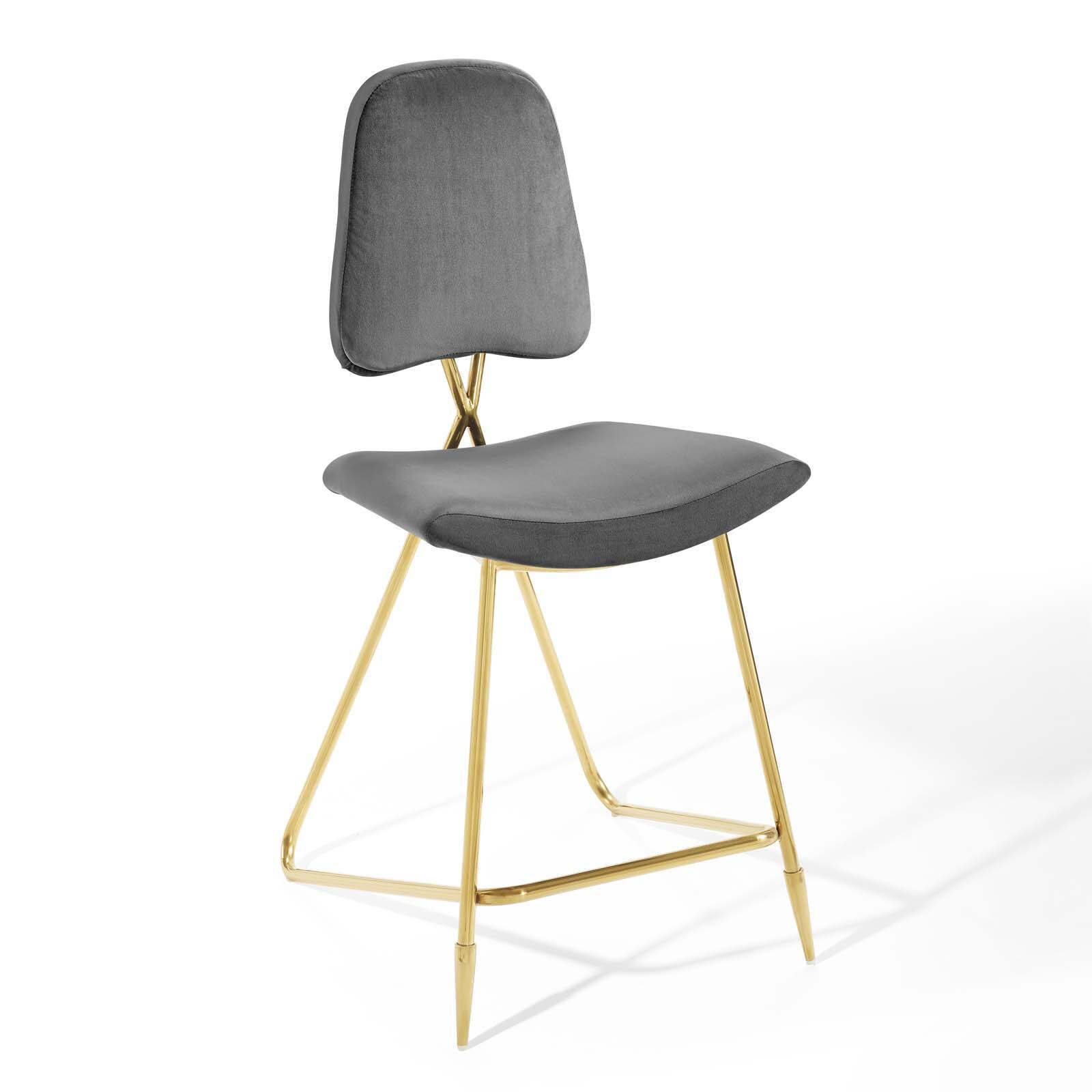 Angle. Modway - Ponder Performance Velvet Counter Stool by Modway - Gray.