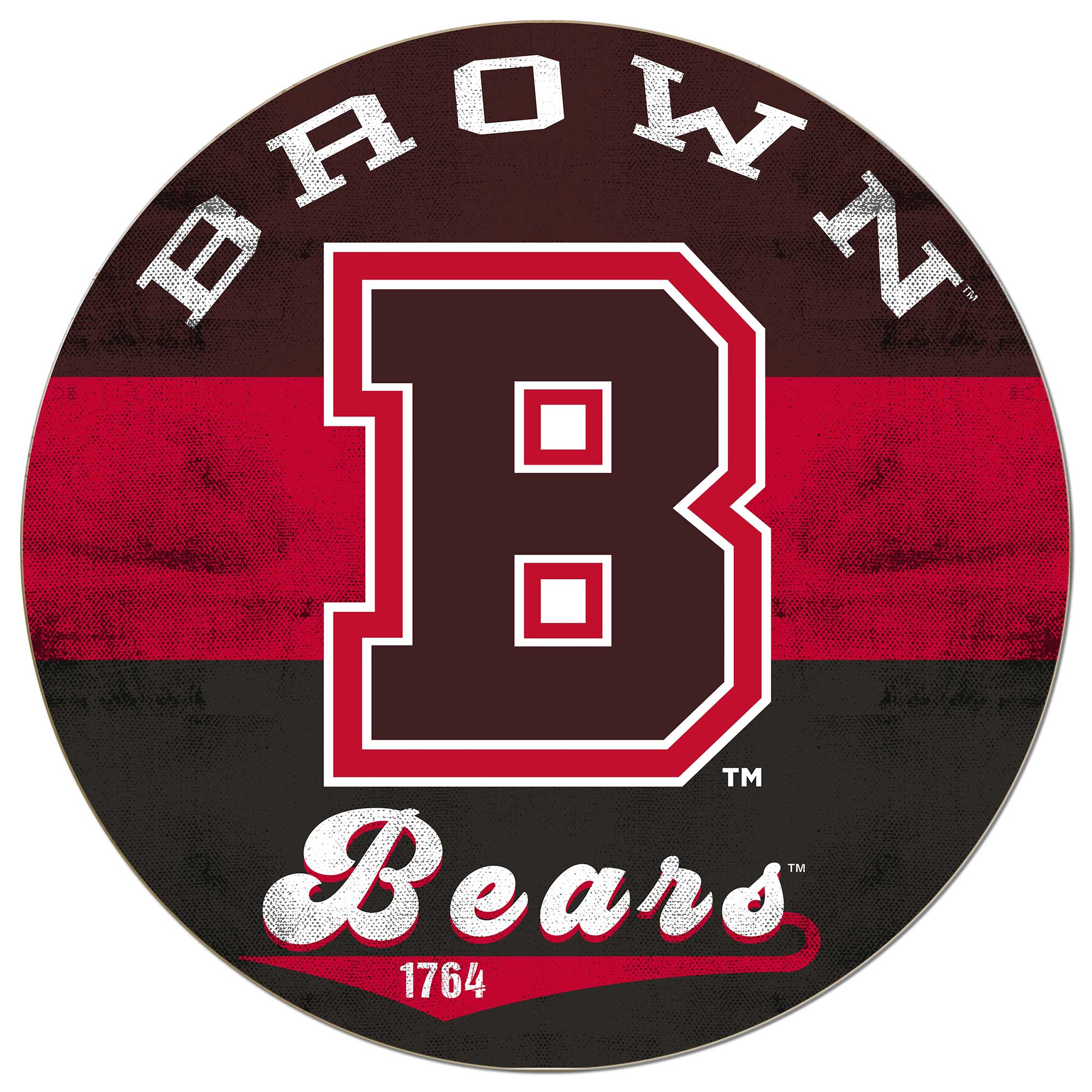Jardine - Bears 20'' x 20'' Retro Logo Circle Sign - Brown
