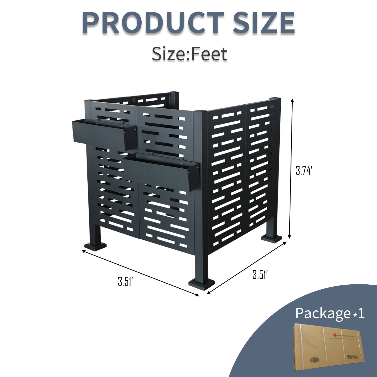 PRODUCT SIZE  
Size: Feet  
3.74'  
3.51'  
3.51'  
Package *1