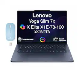Lenovo - Upgraded - Yoga Slim 7x Laptop 14.5 2944x1840 Display (X Elite X1E-78-100, 32GB, Win 11 Pro) w/Dockztorm Wireless Mouse - Cosmic Blue