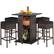 Front. Costway - 5PCS Patio Rattan Bar Table Stool Set Hidden Storage Shelf Cushion - Black.