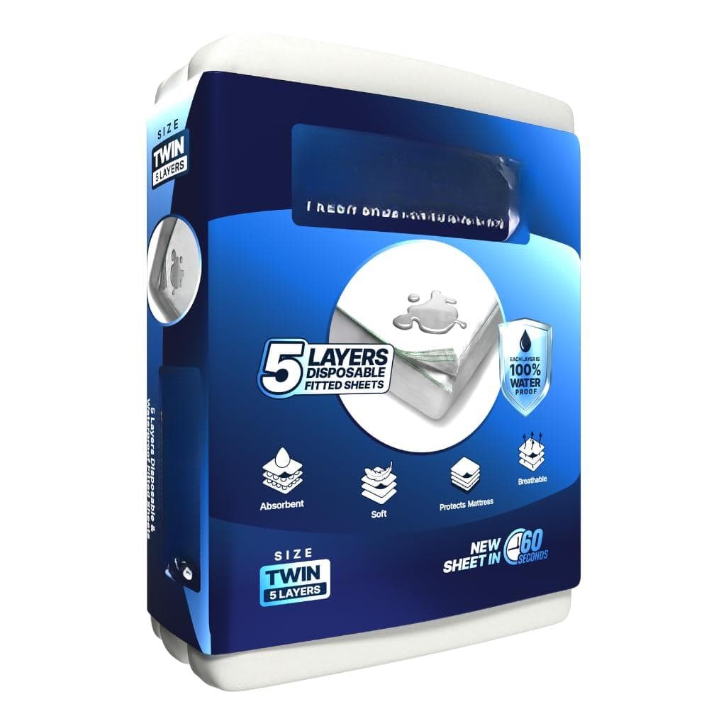 Comfort Essence - Waterproof Disposable Bed Sheets - As Seen On Shark Tank 5-layer Absorbent Wellness For Homecare Use And - White