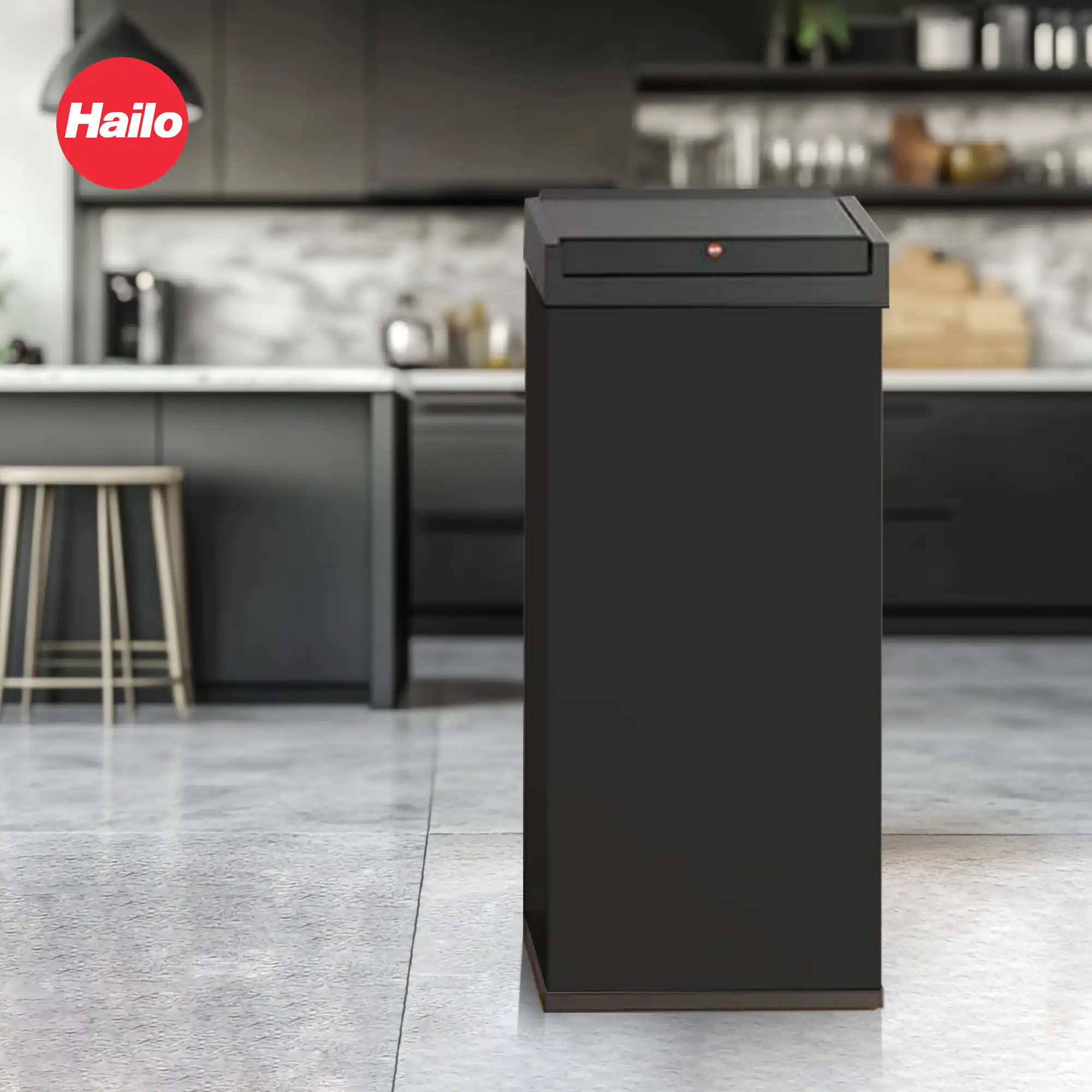 Alt View 5. Hailo - Hailo 52L 13.7 Gallon Steel Trash Can Self-Closing Lid Big-Box Swing XL, Black - Black.