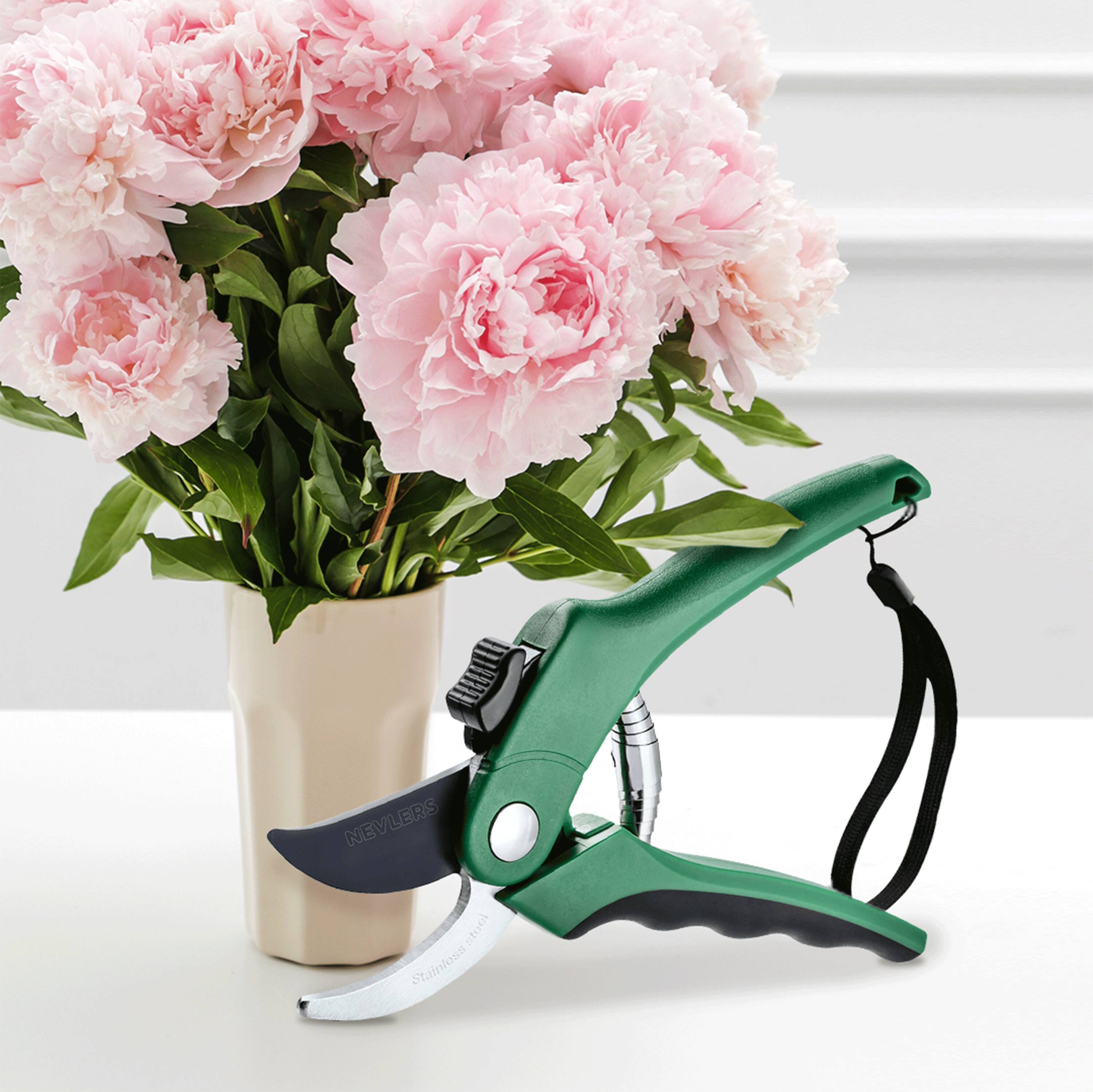 Nevlers - Professional Stainless Steel Heavy-Duty Garden Bypass Pruning Shears - Thumbnail 2