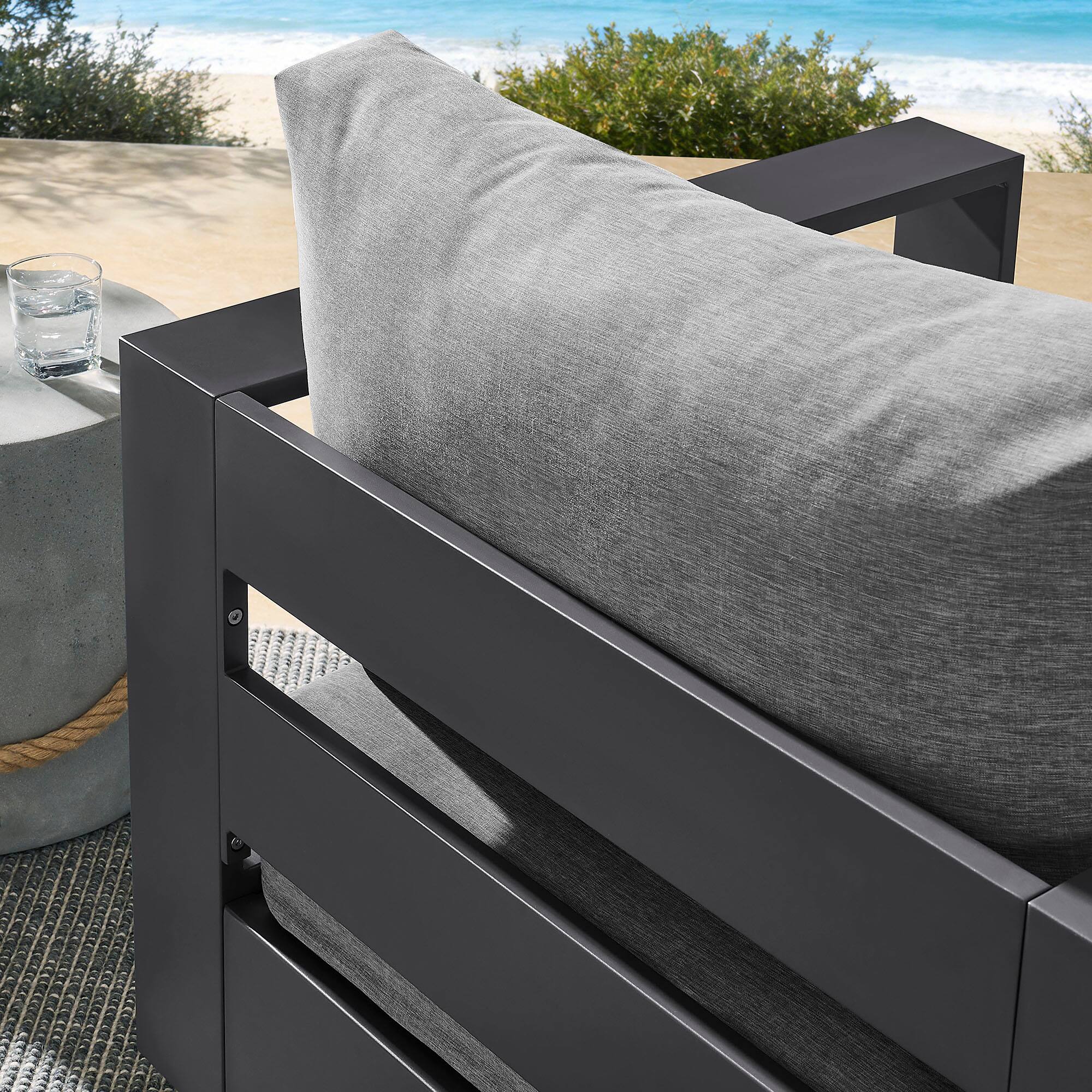 Alt View 1. Modway - Tahoe Outdoor Powder-Coated Aluminum Swivel Armchair by Modway - Gray Gray.