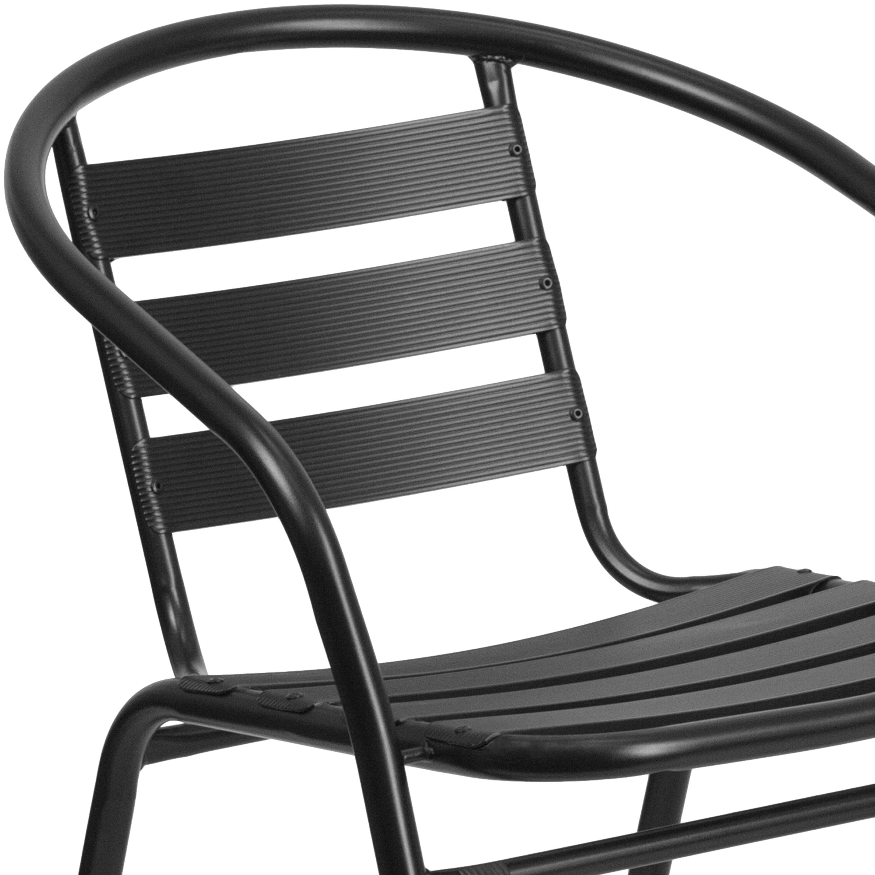 Alt View 9. Emma + Oliver - Metal Restaurant Dining Stack Chair with Aluminum Slats - Black.