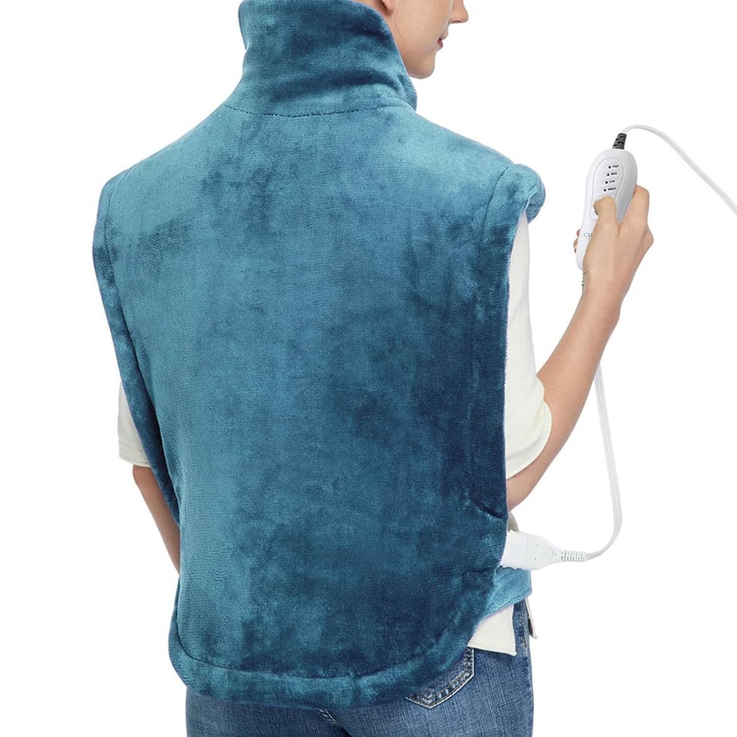 Front. Acekool - 33x22 Weighted Electric Heating Pads with Auto Shut Off, Heating Pad for Neck and Shoulders Back Pain Relief - Blue.