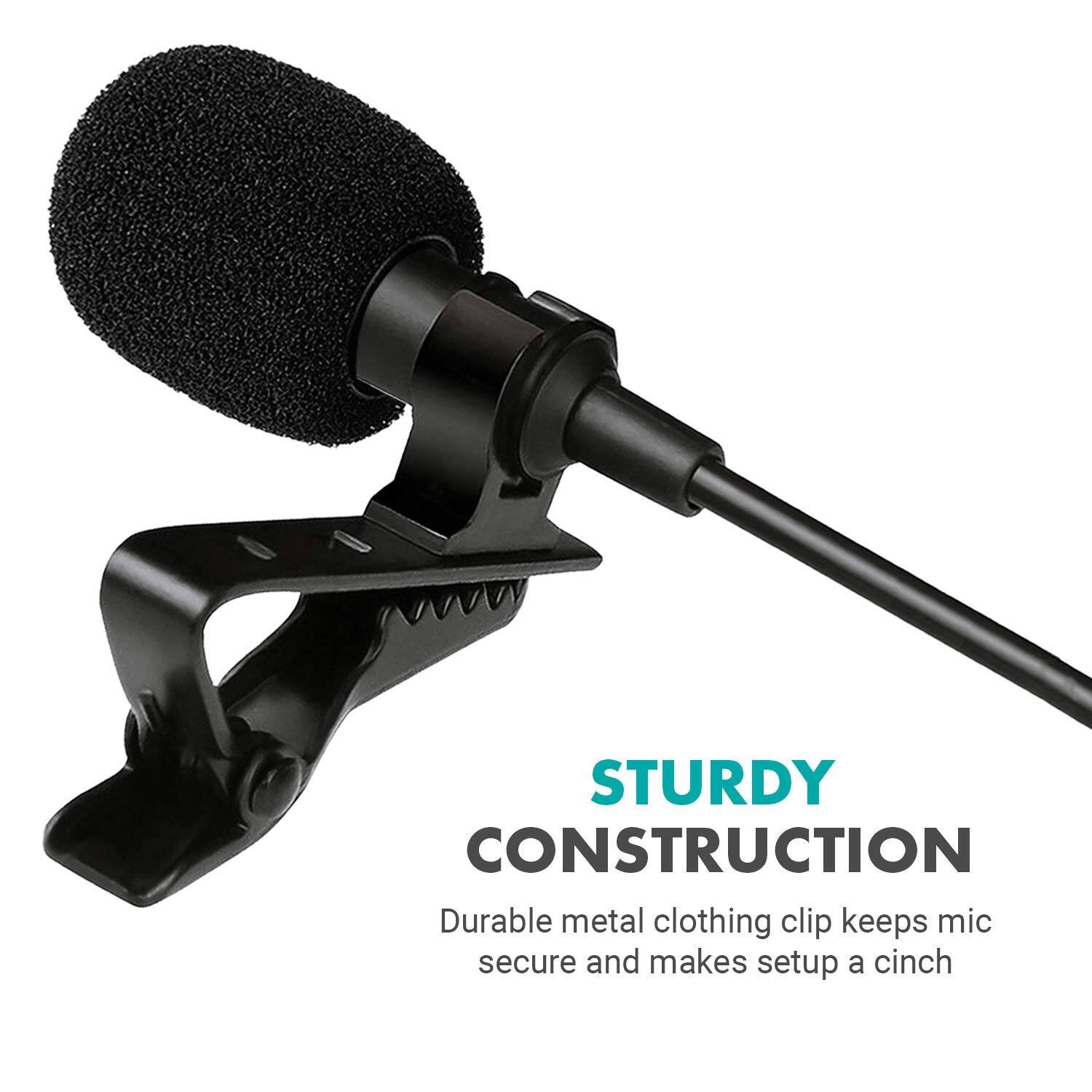 STURDY CONSTRUCTION  
Durable metal clothing clip keeps mic secure and makes setup a cinch