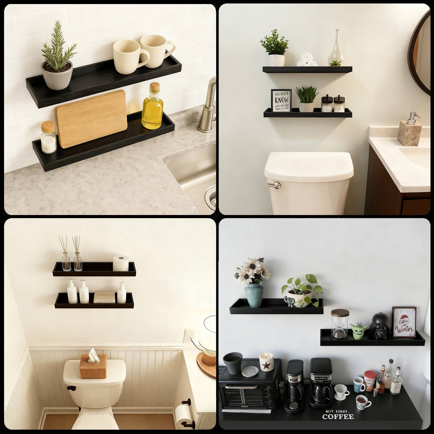 - "TE MEVER KNOW - -i - A - STIOE -E Ca A Werter BUT T COFFEE"
- "YOU KNOW WHAT WE NEED IS MORE LAUGHTER"
- "BUT FIRST, COFFEE"