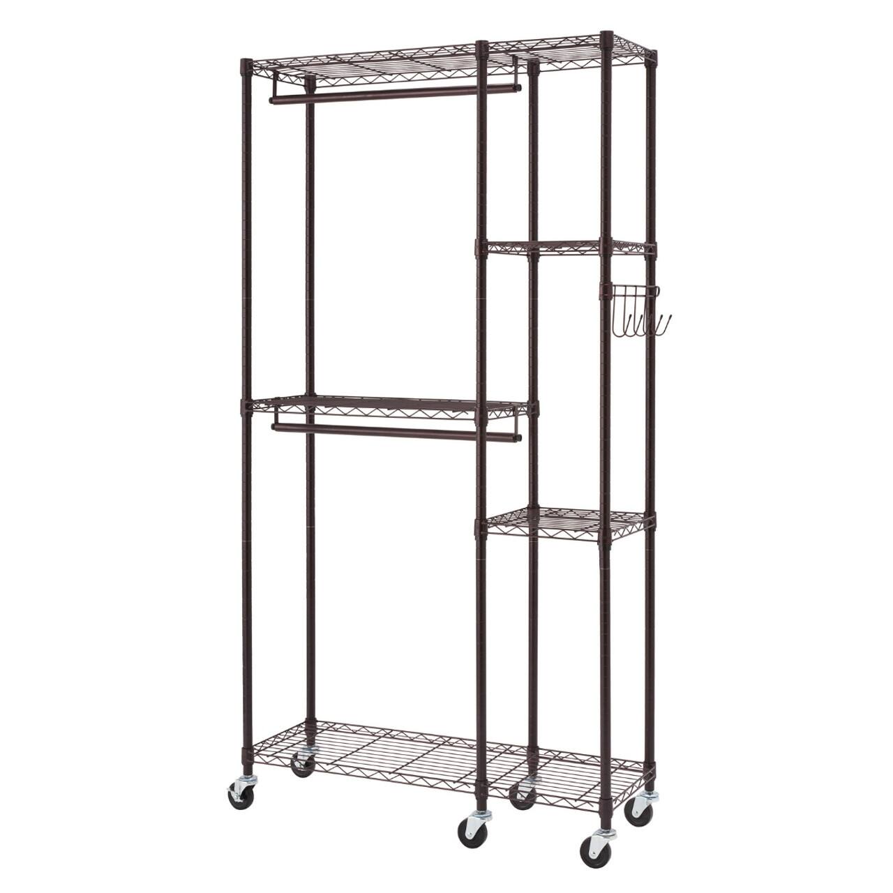 Left. TRINITY - 41x14x76 Rolling Closet Organizer Dark Bronze - Dark Bronze.