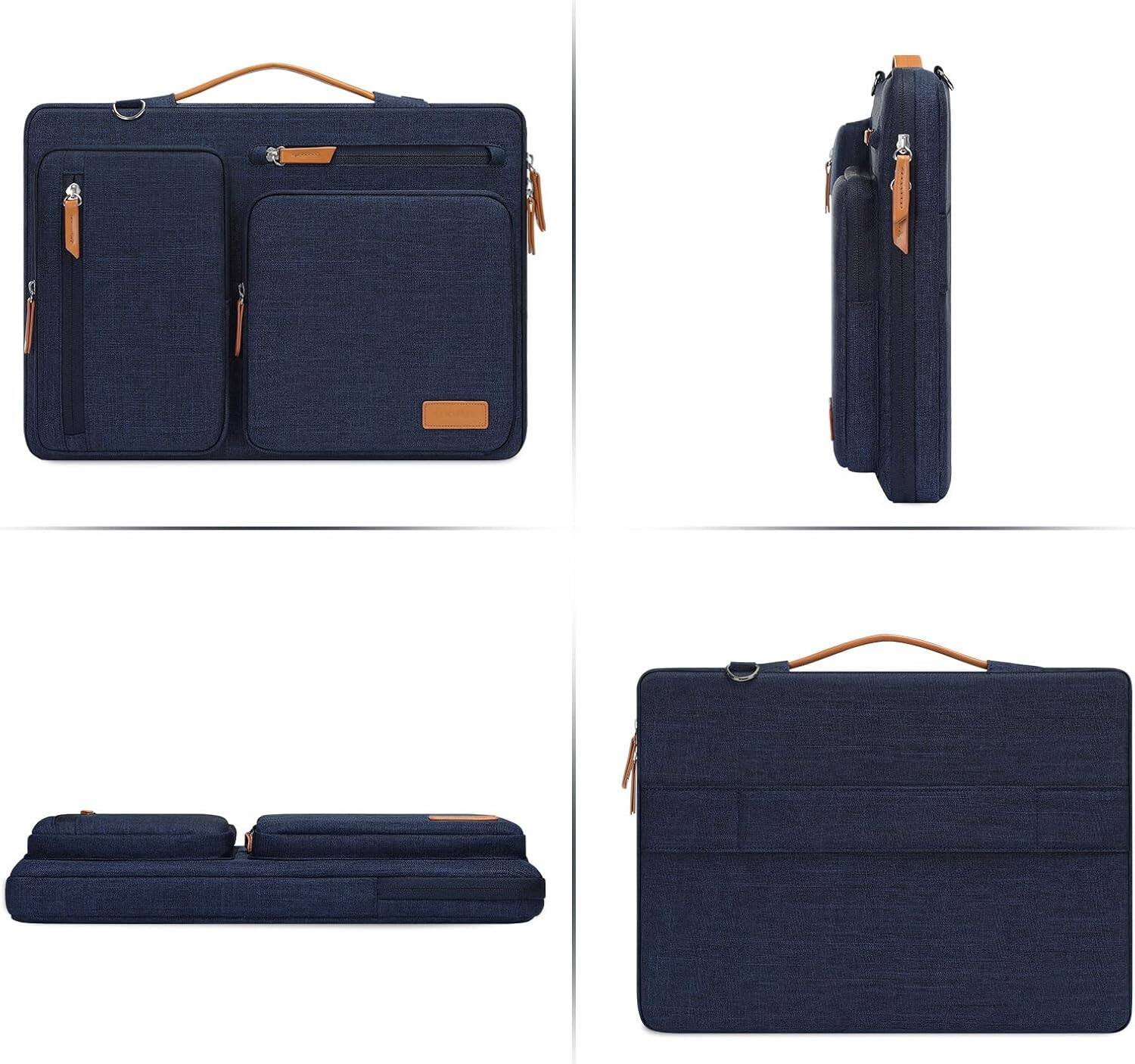 Alt View 1. mosiso - 360 Protective Laptop Shoulder Bag 13-13.3 inch for MacBook Pro 14 HP Dell Lenovo Asus Notebook - Navy Blue.