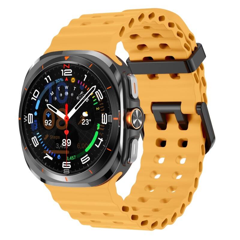 StrapsCo - Motion Strap Silicone Rubber Watch Band For Samsung Galaxy Watch Ultra - Yellow