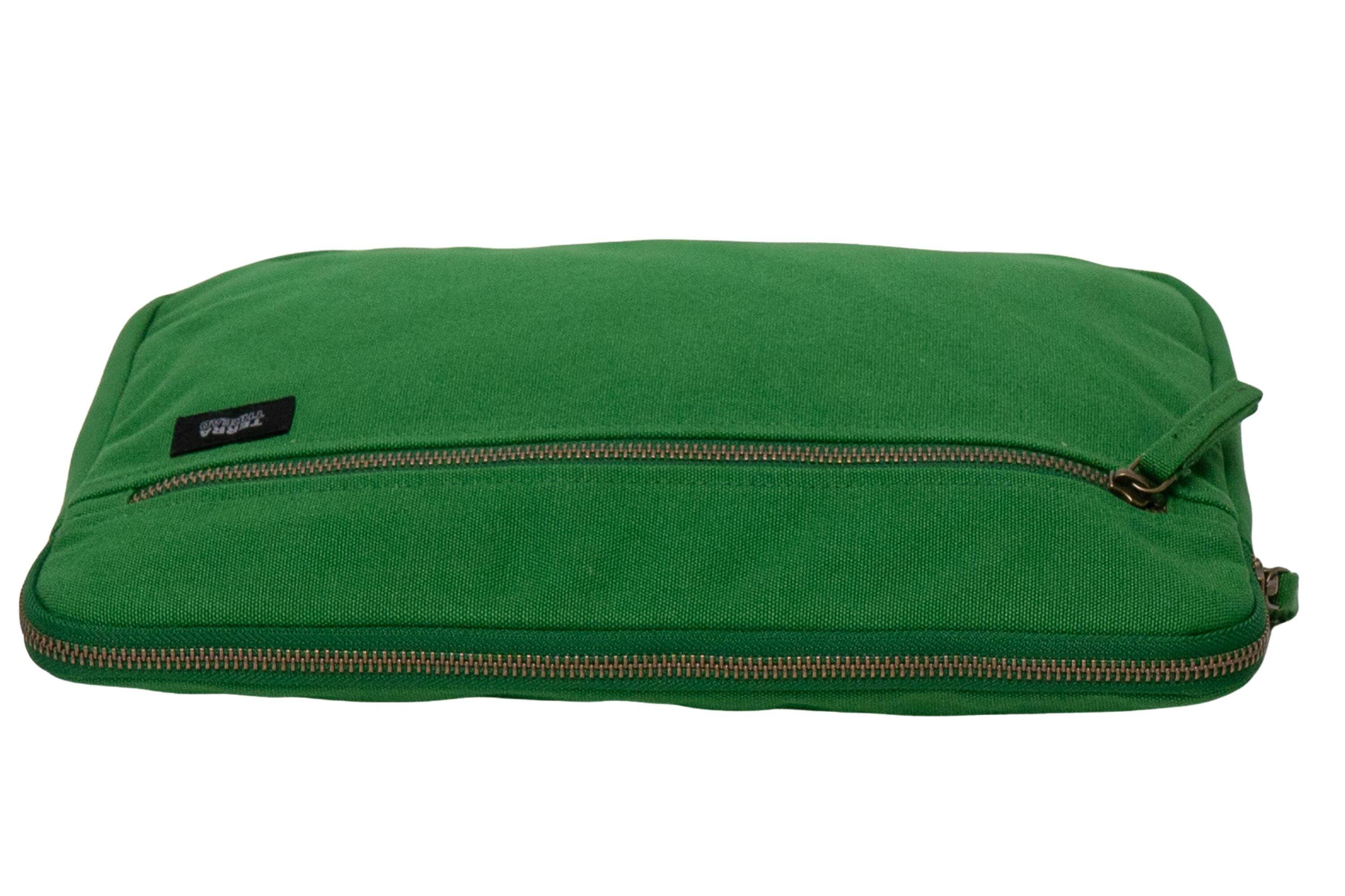 Alt View 1. Terra Thread - Organic Cotton Laptop Sleeve 13 inches - Moss Green.
