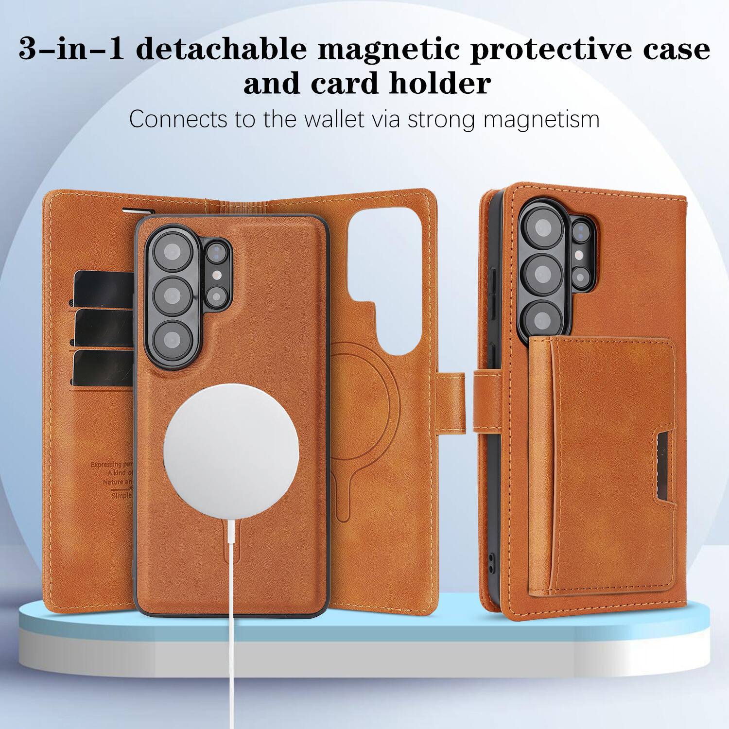 3-in-1 detachable magnetic protective case and card holder  
Connects to the wallet via strong magnetism  

Expressing a kind of Nature and Simple