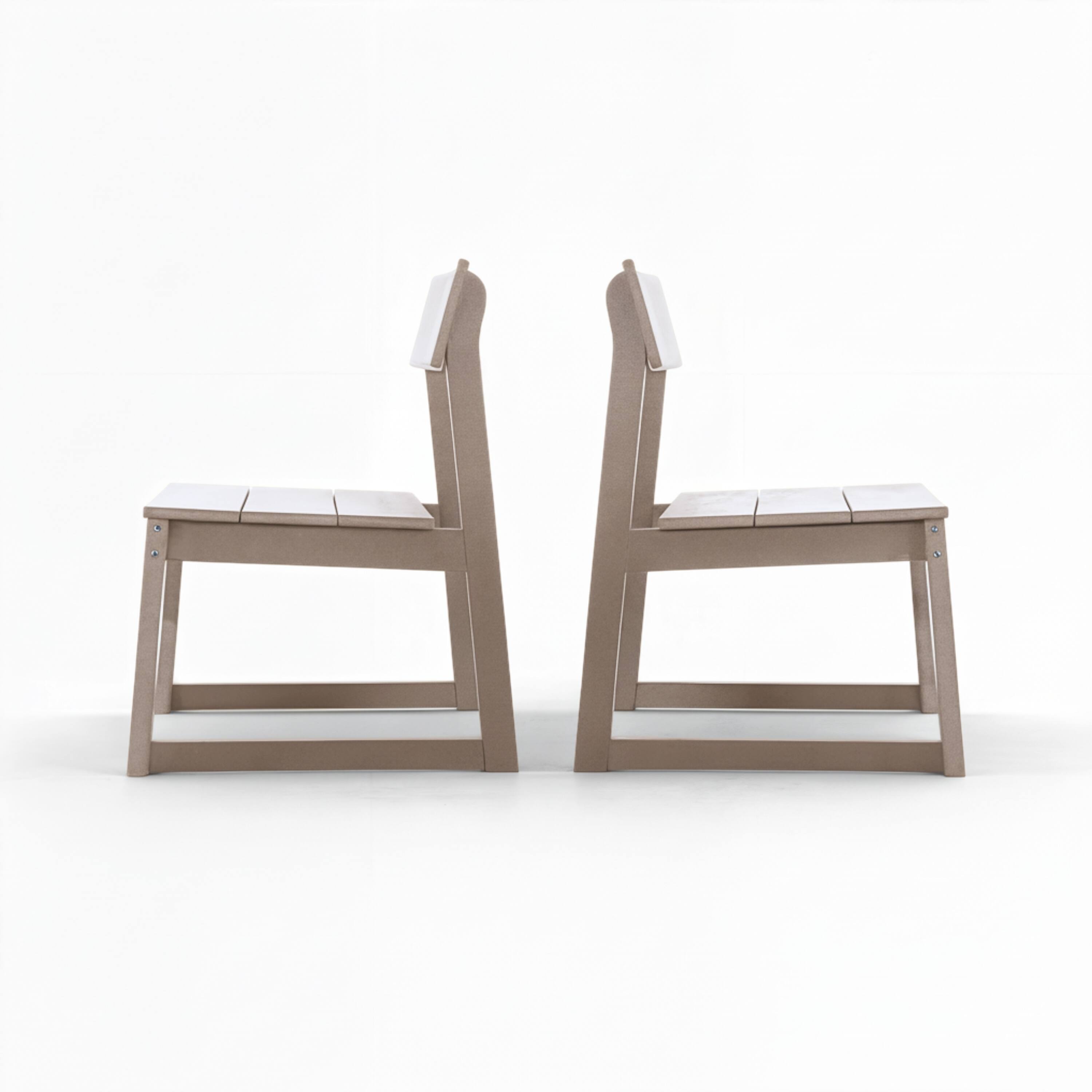 Left. Anysun - 2-Pack HDPE Dining Chairs with Modern Backrest, All-Weather Outdoor Chairs for Garden or Patio - Wood.