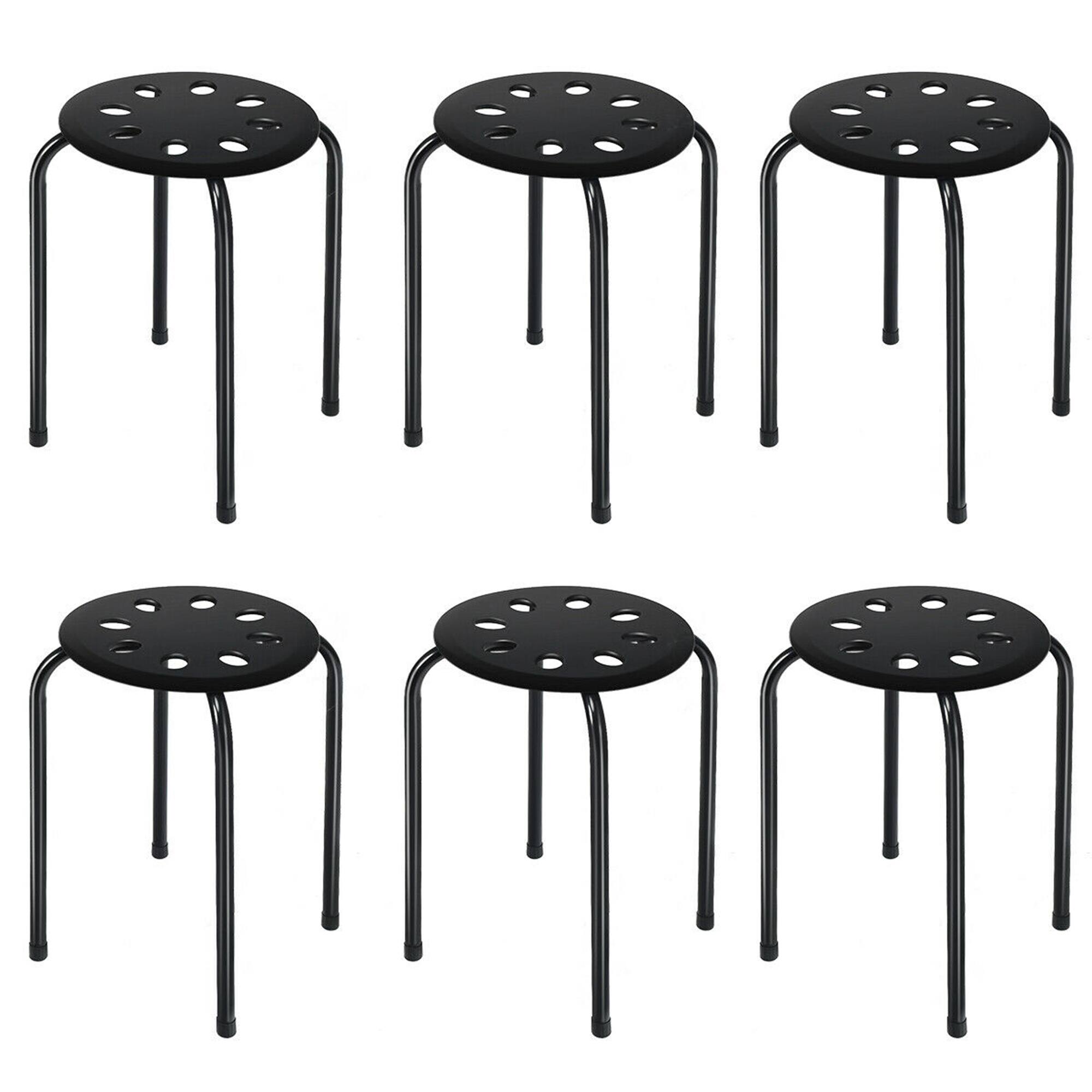 Alt View 4. Gymax - Gymax Set of 6 Portable Plastic Stack Stools 17.5" Height Backless Classroom Seating - Black.