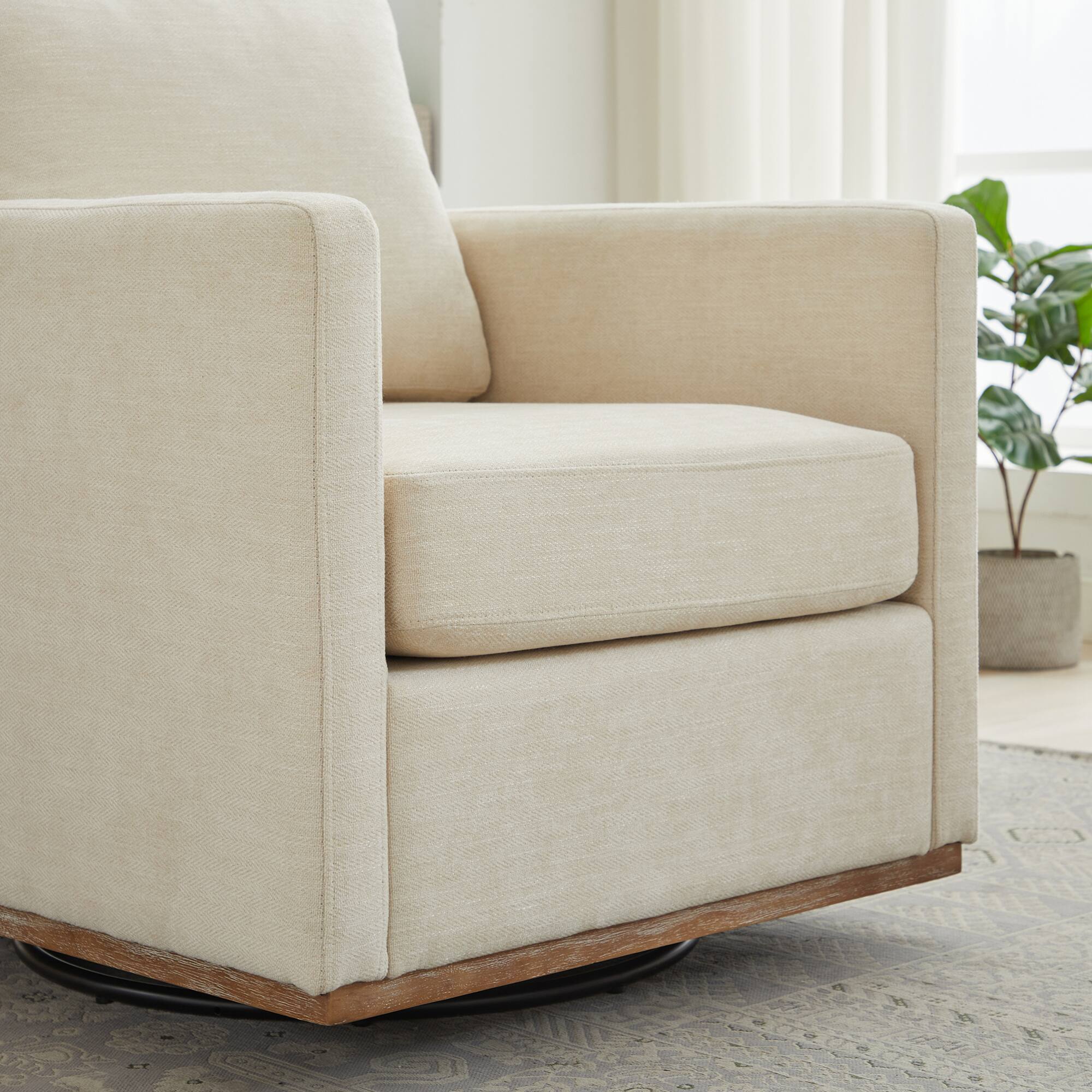 Alt View 7. GOODSILO - Modern Square Swivel Accent Chair with 360-Degree Rotation for Living Room and Bedroom - Beige.