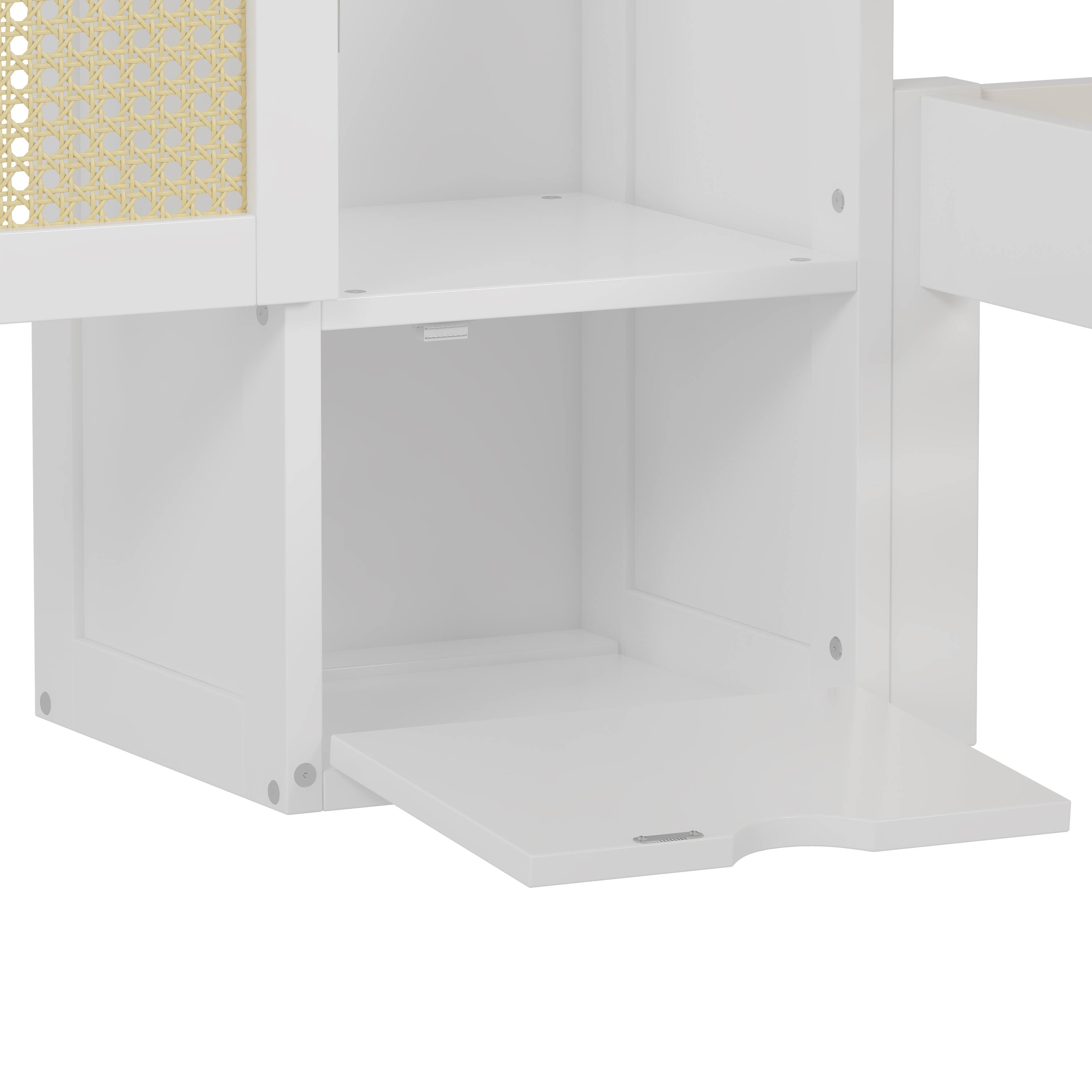 Alt View 10. Tiramisubest - Twin Size Wooden Multifunctional Platform Bed with Two Storage Lockers, Drawer, and Storage Shelf on Headboard - White.