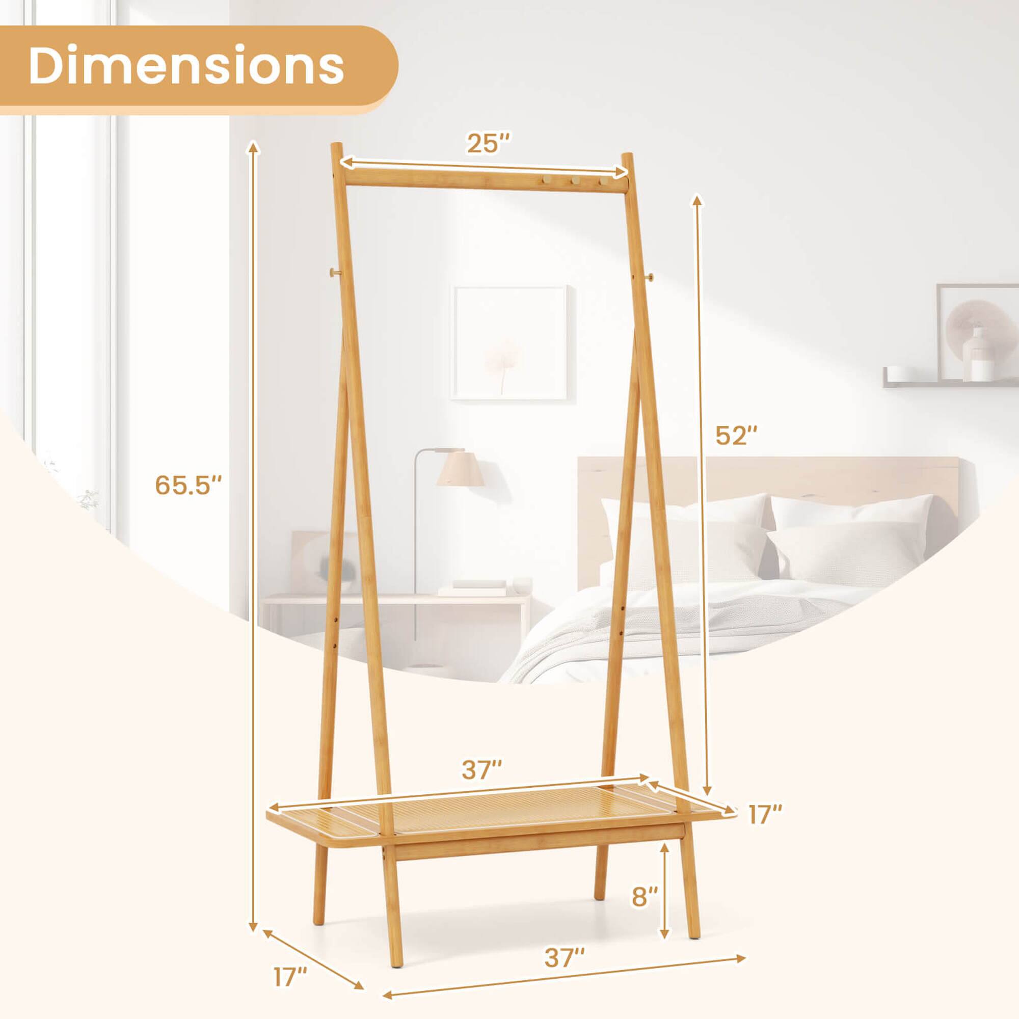 Dimensions: 25", 52", 65.5", 37", 17", 8", 17", 37"