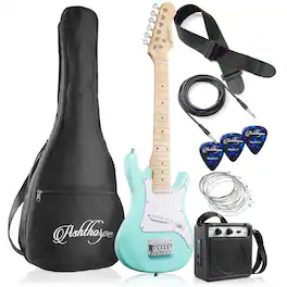 Ashthorpe - 30-in Electric Guitar Package with Amplifier - Beginner Starter Kit - Teal