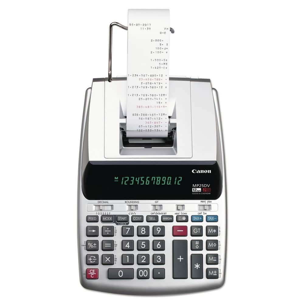 Canon - 2202C001 4.3 Lines/Sec MP25DV 12-Digit Ribbon Printing Calculator - Black/Red Print - false