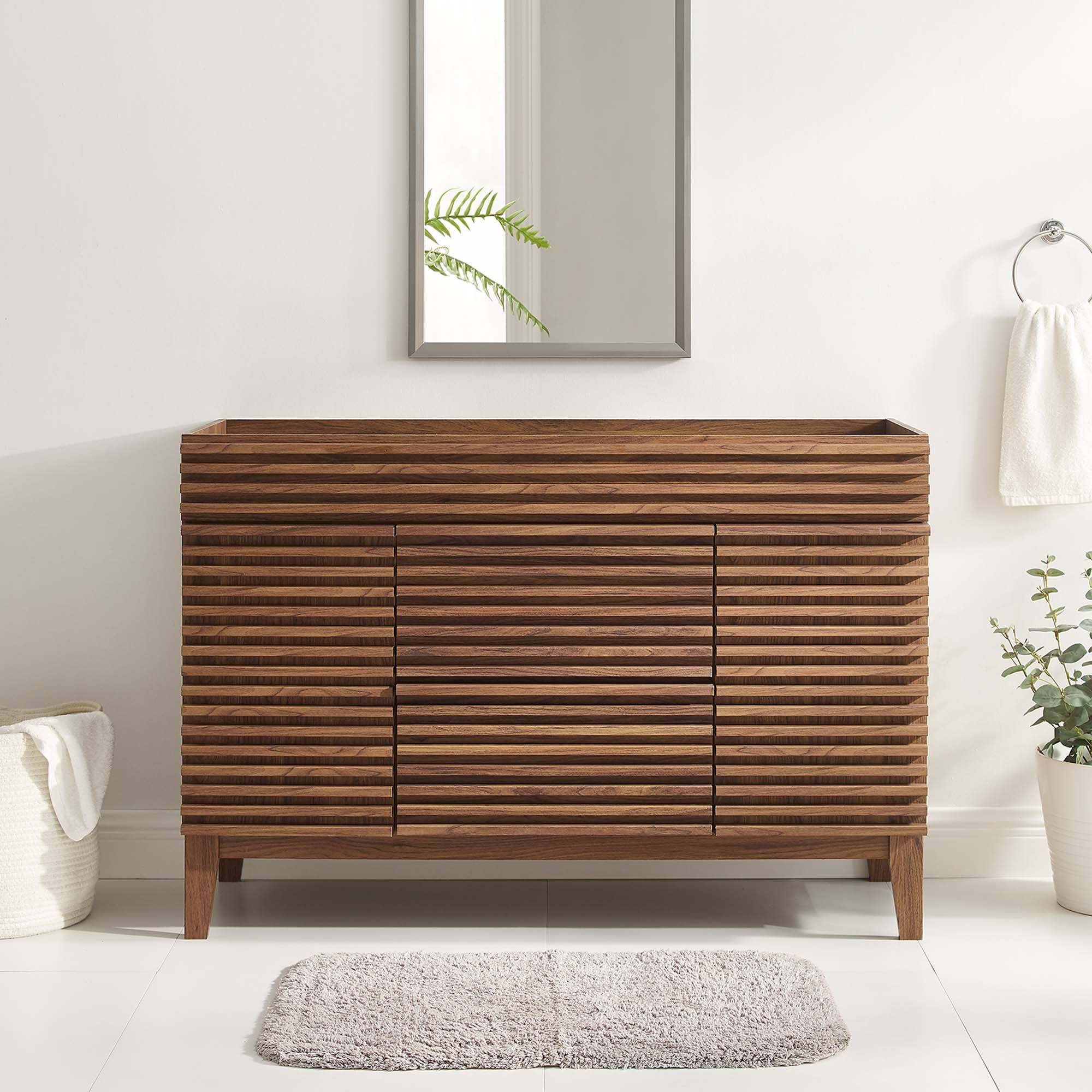 Render 48" Bathroom Cabinet Basin Not Included by Modway - Walnut