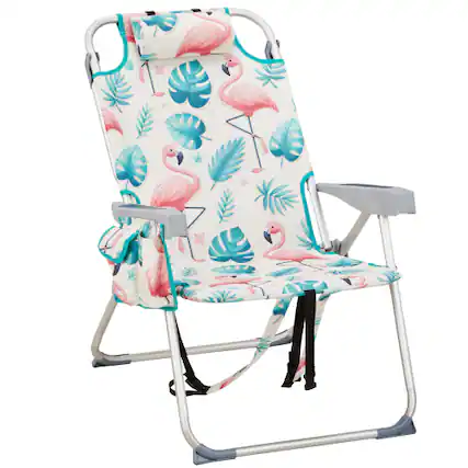 Front. Winado - Folding Beach Camping Chair with 5-Position, Cooler Bag, Cup Holders, Towel Bar, Lightweight for Outdoor Beach Camping - Flamingo.