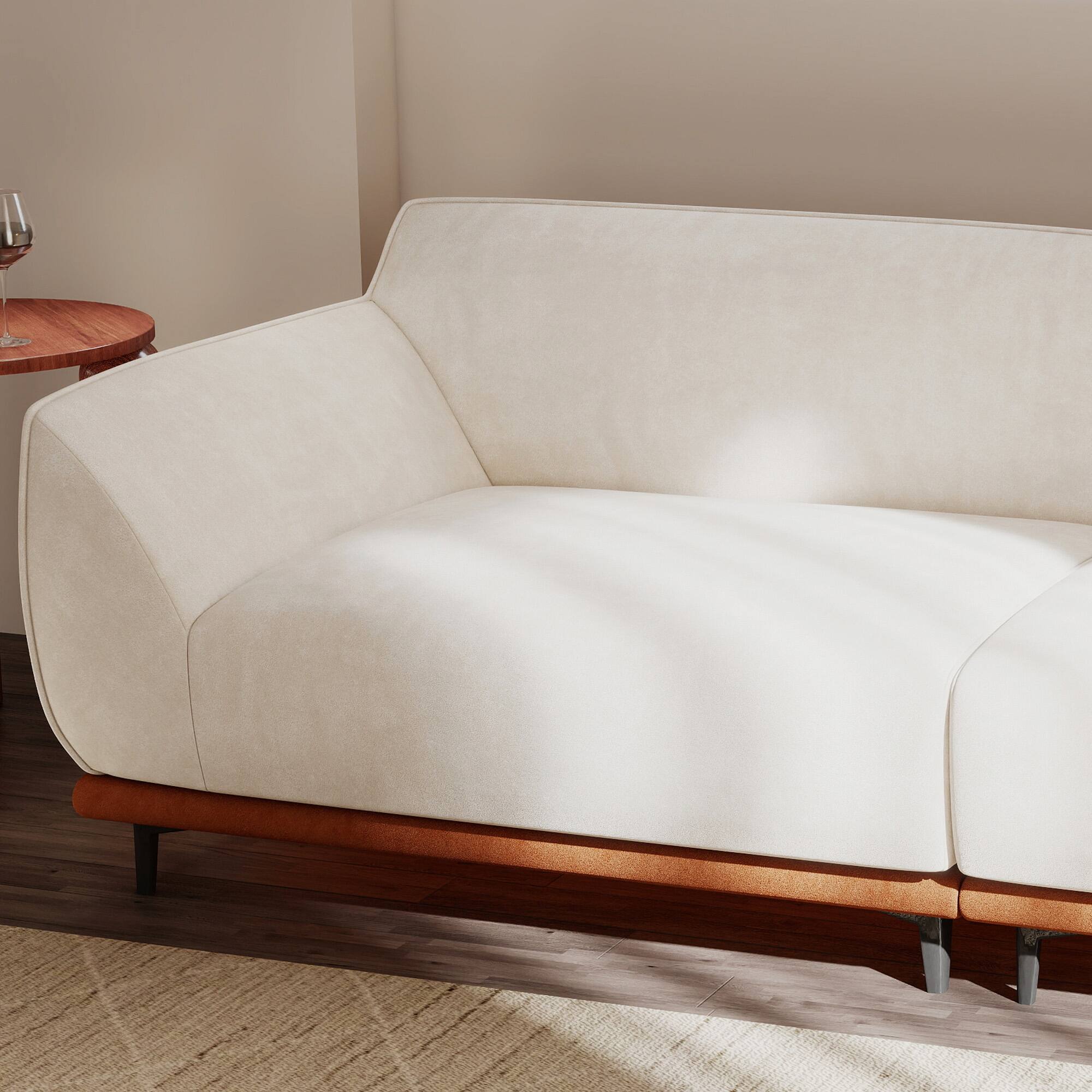 Alt View 1. luck idea - 86.61" Modern Upholstered Sofa with Fabric, High-Density Foam Cushion, Solid Wood Frame & Metal Legs - Off-white.