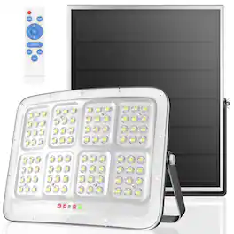 Adewalk - 5000LM Solar Flood Light, Motion Sensor, IP66, 16ft Cable, Dusk-to-Dawn - White