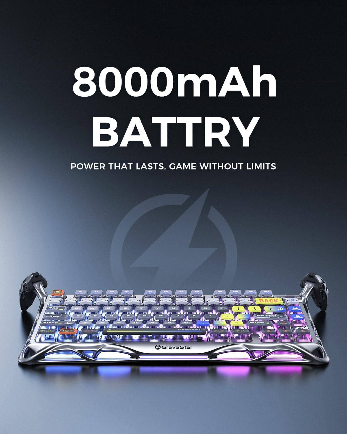 8000mAh BATTERY  
POWER THAT LASTS, GAME WITHOUT LIMITS  

BACK 1 .. a 1 - - Q GravaStar