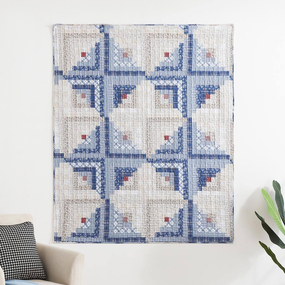 Alt View 3. Greenland Home Fashions - Greenland Home Fashions Reversible Rustic Log  Microfiber Back Premium Cotton Face Throw 50" x 60" Calico - Calico.