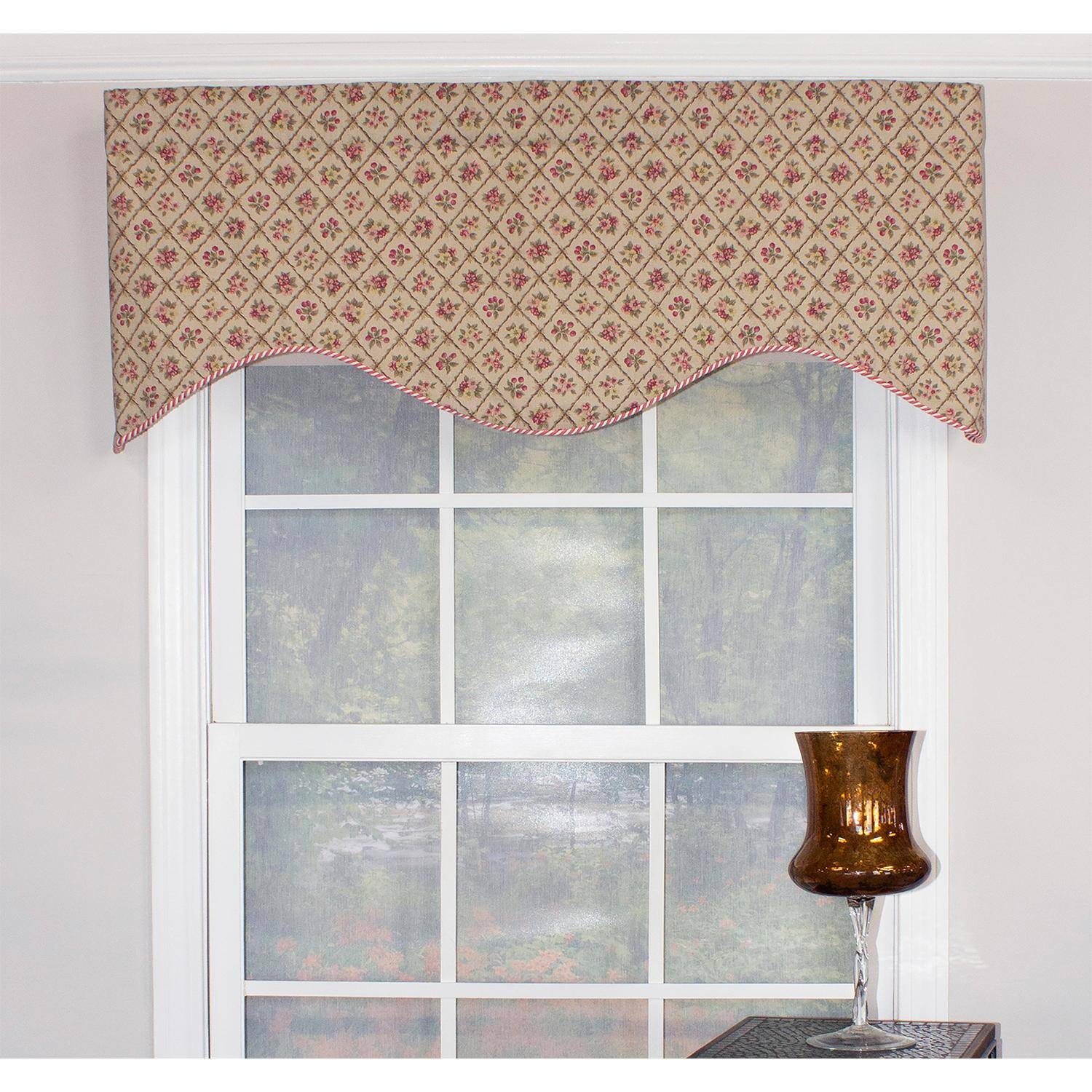 Angle. RLF Home - RLF Home Petite Corded Cornice 100% Cotton with Fully Lined 3" Rod Pocket Valnance for Windows 50" x 17" Harvest - Harvest.