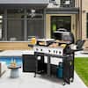 Front. U-HOMY - Propane Gas Grill with Pizza Oven and Side Burner, Removable Grates, Shelf & Cabinet for Outdoor Cooking - 5+1 Burner.