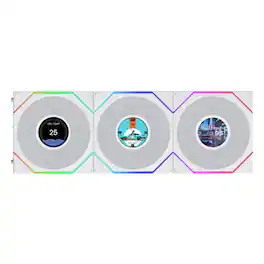 Lian Li - UNI FAN TL LCD Flex 120mm Normal Blade (NOT Reverse) ARGB Fan, 3 Pack, Controller Not Included, (12TLLCD1F3W) - White