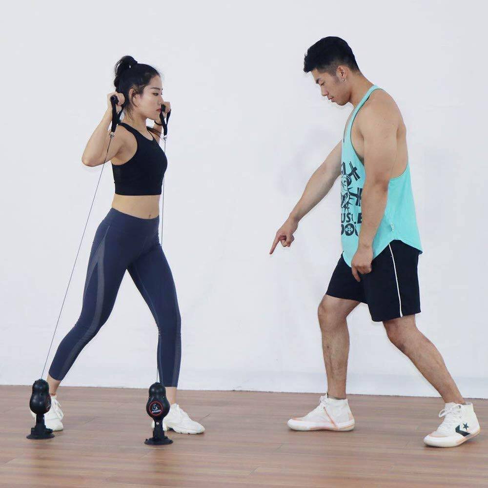 Angle. Amber Sporting Goods - Resistance Rope Multi Trainer: versatile bands for therapy, home gym & strength training. - Black.