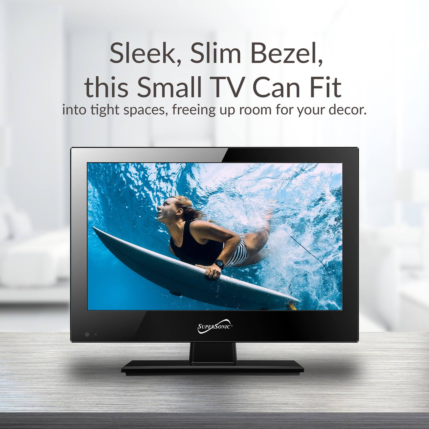 Sleek, Slim Bezel, this Small TV Can Fit into tight spaces, freeing up room for your decor. SUPERSONIC