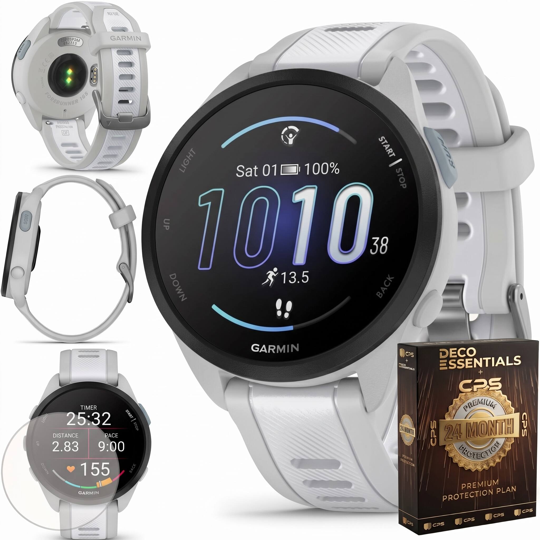 QUE  
DRUSPOM 152112  
GARMIN  
DIOS  
LAMAN .... FORERUNNER 165 POLICARS FREEZACTION  
LIGHT START Sat 01 100% STOP UP 1010 38 13.5 DOWN BACK  
TIMER 25:32 START I STOP DISTANCE PACE 2.83 9:00 CROMANHE 155 BACK GARMIN  
GARMIN  
CPS DECO VIDENTALS mea ESSENTIALS + CPS PREMIUM CPS 24 MONTH CPS INSPECTION PREMIUM PLAN PROTECTION CP5 CPS CPS CPS
