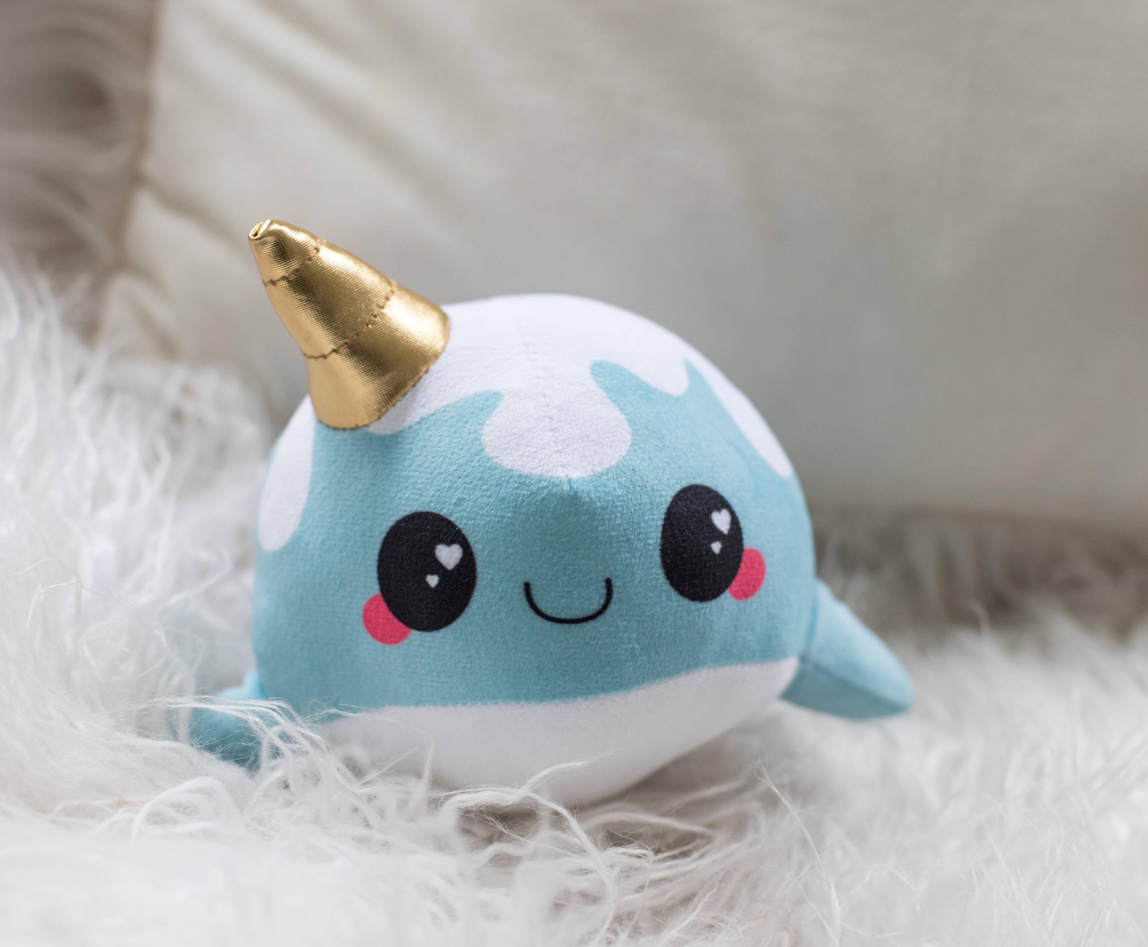 Alt View 4. Seven20 - Glitter Galaxy 6-Inch Cute Ice Cream Cone Horn Blue Narwhal Collectible Plush - Blue.