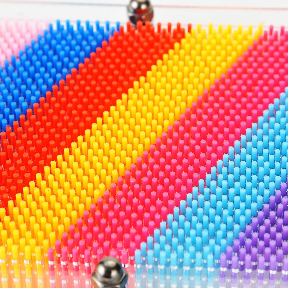 Alt View 1. JuzToys - 3D Pin Art Board Game Toy, Classic Pin Impression Desk Toys Sculpture for Children Adults, Rainbow - Multicolored.